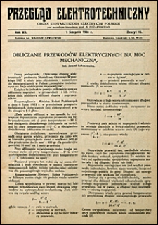Przegląd Elektrotechniczny 1930 nr 15