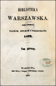 Biblioteka Warszawska 1872 t. 1
