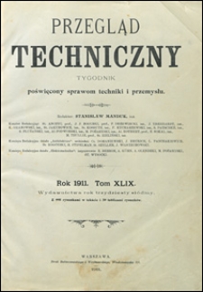 Przegląd Techniczny 1911 spis artykuł&oacute;w