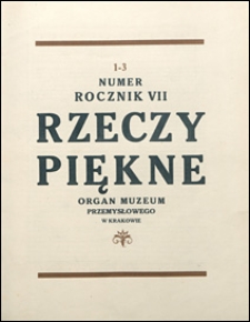 Rzeczy Piękne 1928 nr 1-3