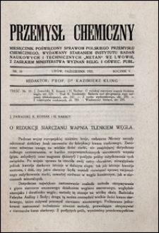 Przemysł Chemiczny 1921 nr 10