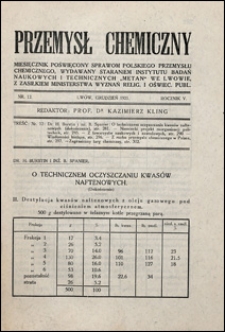 Przemysł Chemiczny 1921 nr 12
