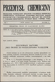 Przemysł Chemiczny 1922 nr 3