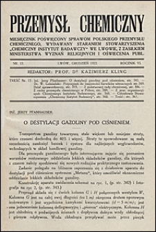 Przemysł Chemiczny 1922 nr 12