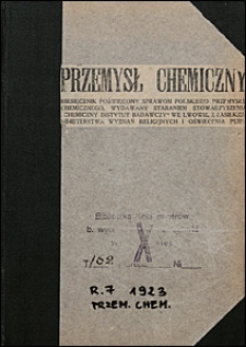 Przemysł Chemiczny 1923 nr 1