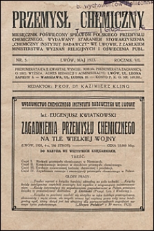 Przemysł Chemiczny 1923 nr 5