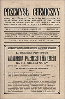 Przemysł Chemiczny 1923 nr 8
