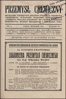 Przemysł Chemiczny 1923 nr 9