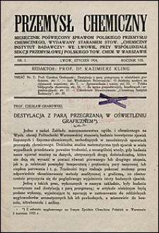 Przemysł Chemiczny 1924 nr 1