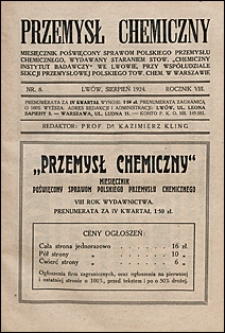 Przemysł Chemiczny 1924 nr 8