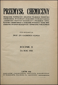 Przemysł Chemiczny 1926 nr 1-2