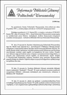 Informacje Biblioteki Głównej Politechniki Warszawskiej 1996 nr 2