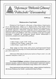 Informacje Biblioteki Głównej Politechniki Warszawskiej 1996 nr 5