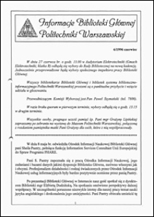 Informacje Biblioteki Głównej Politechniki Warszawskiej 1996 nr 6