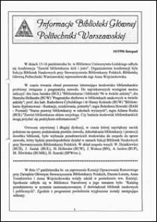 Informacje Biblioteki Głównej Politechniki Warszawskiej 1996 nr 10