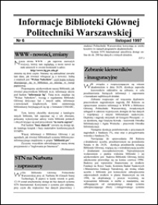 Informacje Biblioteki Głównej Politechniki Warszawskiej 1997 nr 6