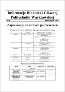 Informacje Biblioteki Głównej Politechniki Warszawskiej 1999 nr 4