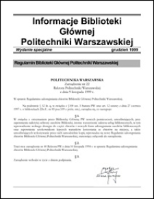 Informacje Biblioteki Głównej Politechniki Warszawskiej 1999 grudzień wydanie specjalne