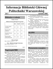 Informacje Biblioteki Głównej Politechniki Warszawskiej 2000 nr 3