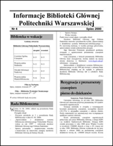 Informacje Biblioteki Głównej Politechniki Warszawskiej 2000 nr 4