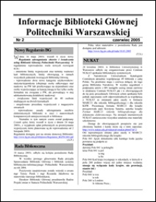 Informacje Biblioteki Głównej Politechniki Warszawskiej 2005 nr 2
