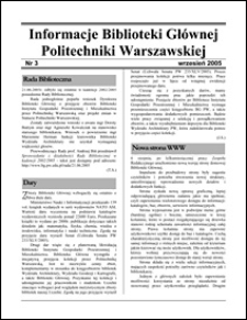 Informacje Biblioteki Głównej Politechniki Warszawskiej 2005 nr 3