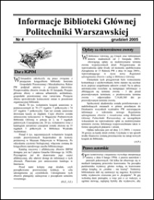 Informacje Biblioteki Głównej Politechniki Warszawskiej 2005 nr 4