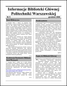 Informacje Biblioteki Głównej Politechniki Warszawskiej 2006 nr 5