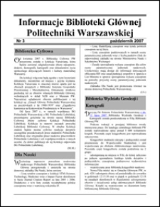 Informacje Biblioteki Głównej Politechniki Warszawskiej 2007 nr 3