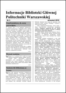 Informacje Biblioteki Głównej Politechniki Warszawskiej 2010 nr 3