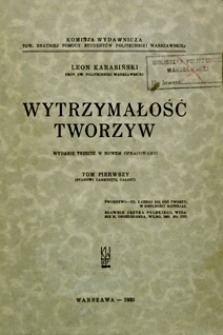 Wytrzymałość tworzyw. T. 1