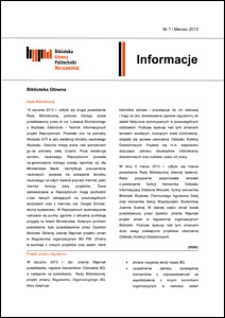 Informacje Biblioteki Głównej Politechniki Warszawskiej 2013 nr 1