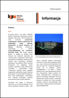 Informacje Biblioteki Głównej Politechniki Warszawskiej 2013 wydanie specjalne