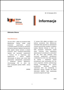 Informacje Biblioteki Głównej Politechniki Warszawskiej 2014 nr 1/2