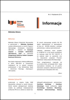 Informacje Biblioteki Głównej Politechniki Warszawskiej 2014 nr 3