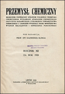 Przemysł Chemiczny 1928 nr 1
