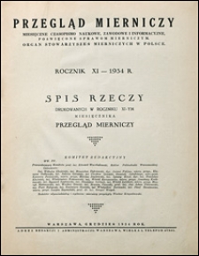Przegląd Mierniczy 1934 spis rzeczy