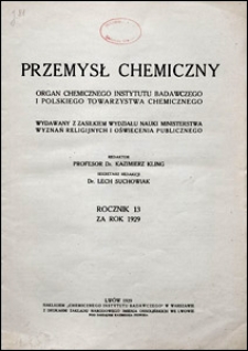Przemysł Chemiczny 1929 spis rzeczy