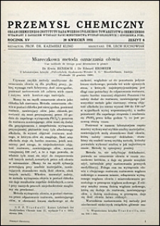 Przemysł Chemiczny 1931 nr 8