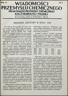 Wiadomości Przemysłu Chemicznego 1931 nr 1-24