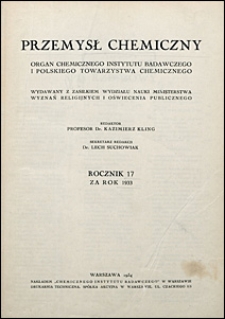 Przemysł Chemiczny 1933 spis rzeczy