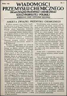 Wiadomości Przemysłu Chemicznego 1933 nr 1-24