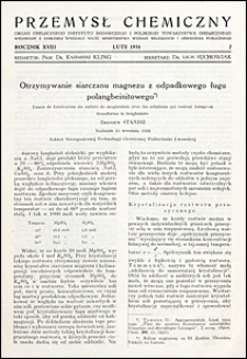 Przemysł Chemiczny 1934 nr 2