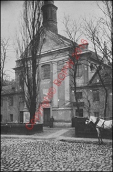Kości&oacute;ł pw. św. Jana Bożego i św. Andrzeja Apostoła. Widok od strony fasady frontowej z końca XIX w. Warszawa