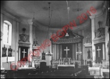 Kości&oacute;ł pw. Tr&oacute;jcy Świętej. Wnętrze. Widok w kierunku prezbiterium z 1914 roku. Sosnowica