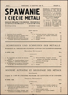 Spawanie i Cięcie Metali 1928 nr 4