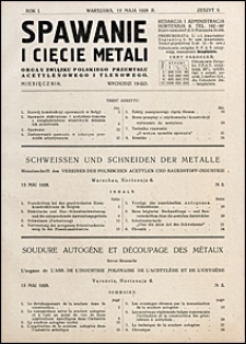 Spawanie i Cięcie Metali 1928 nr 5