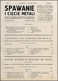 Spawanie i Cięcie Metali 1928 nr 6