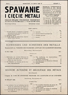 Spawanie i Cięcie Metali 1928 nr 7