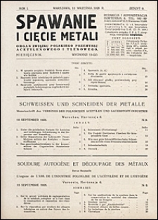 Spawanie i Cięcie Metali 1928 nr 9